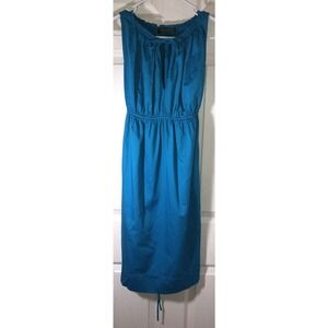 Lauren Ralph Lauren Dress Midi Sleeveless V-Neck Tie Sundress Blue Size M